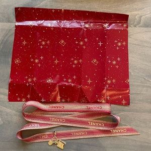 Authentic Chanel Wrapping Paper, Charm and Ribbon
